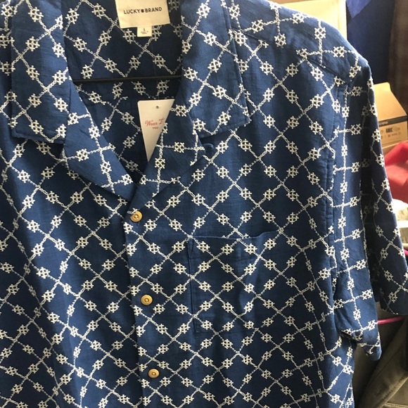 Lucky Brand Blue and White Casual Button Down Shirt - Picture 4 of 8